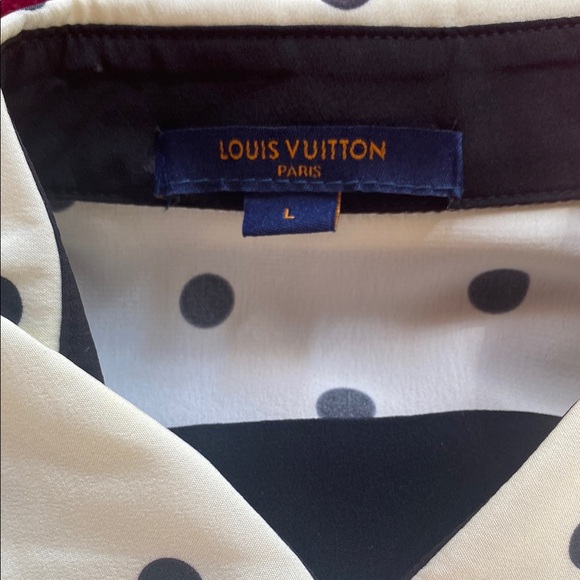 Louis Vuitton Black and White Polka Dot Long Sleeve Silk Dress (L) - Picture 5 of 12